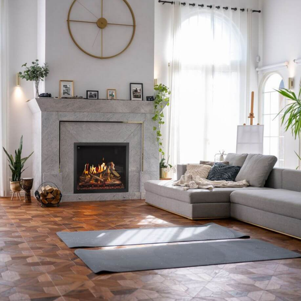 Napoleon Elevation X 36-Inch Built-in Smart Electric Fireplace with Minimalist Mantel in Living Room