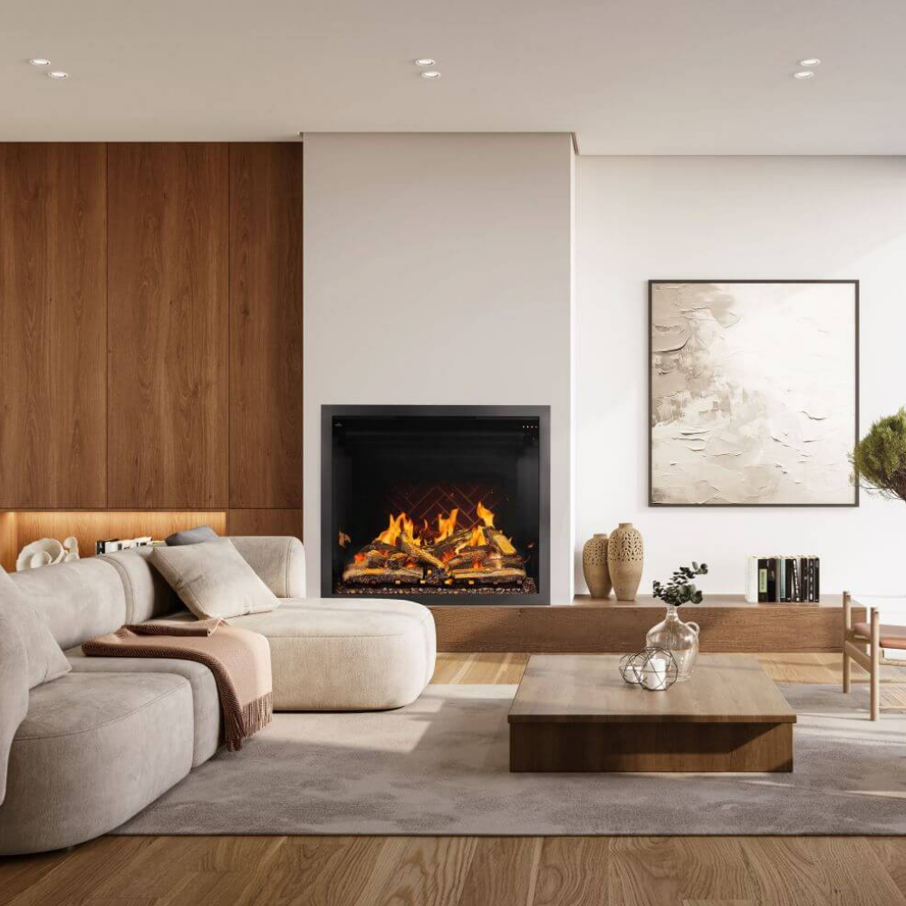 Napoleon Elevation X 42-Inch Built-in Smart Electric Fireplace in Minimalist Living Room