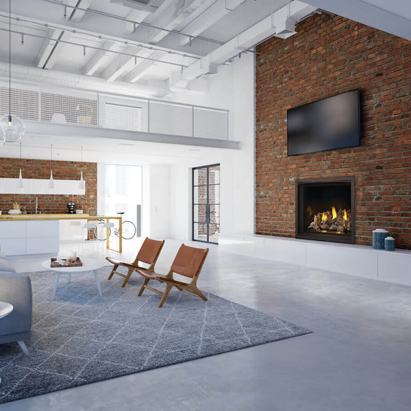 Napoleon Elevation X 42-Inch Gas Fireplace in Wide Living Room