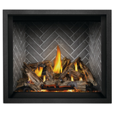 Napoleon Elevation X 42-Inch Gas Fireplace with Split Oak Log Set - Westminster Herringbone Panels - Black Finish Trim