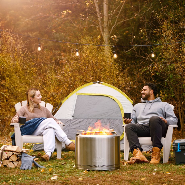 Napoleon Timberwolf 22-Inch Fire Pit Being Use for Outdoor Camping