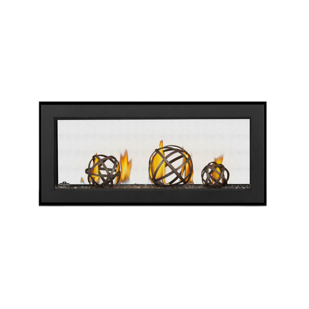 Napoleon Vector See-Through 38-Inch Gas Fireplace with Wrought Iron Globes Media Kit