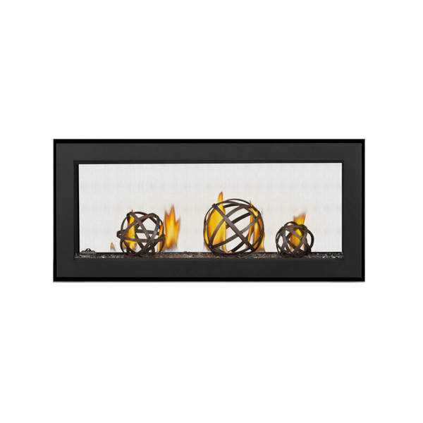 Napoleon Vector See-Through 38-Inch Gas Fireplace with Wrought Iron Globes Media Kit
