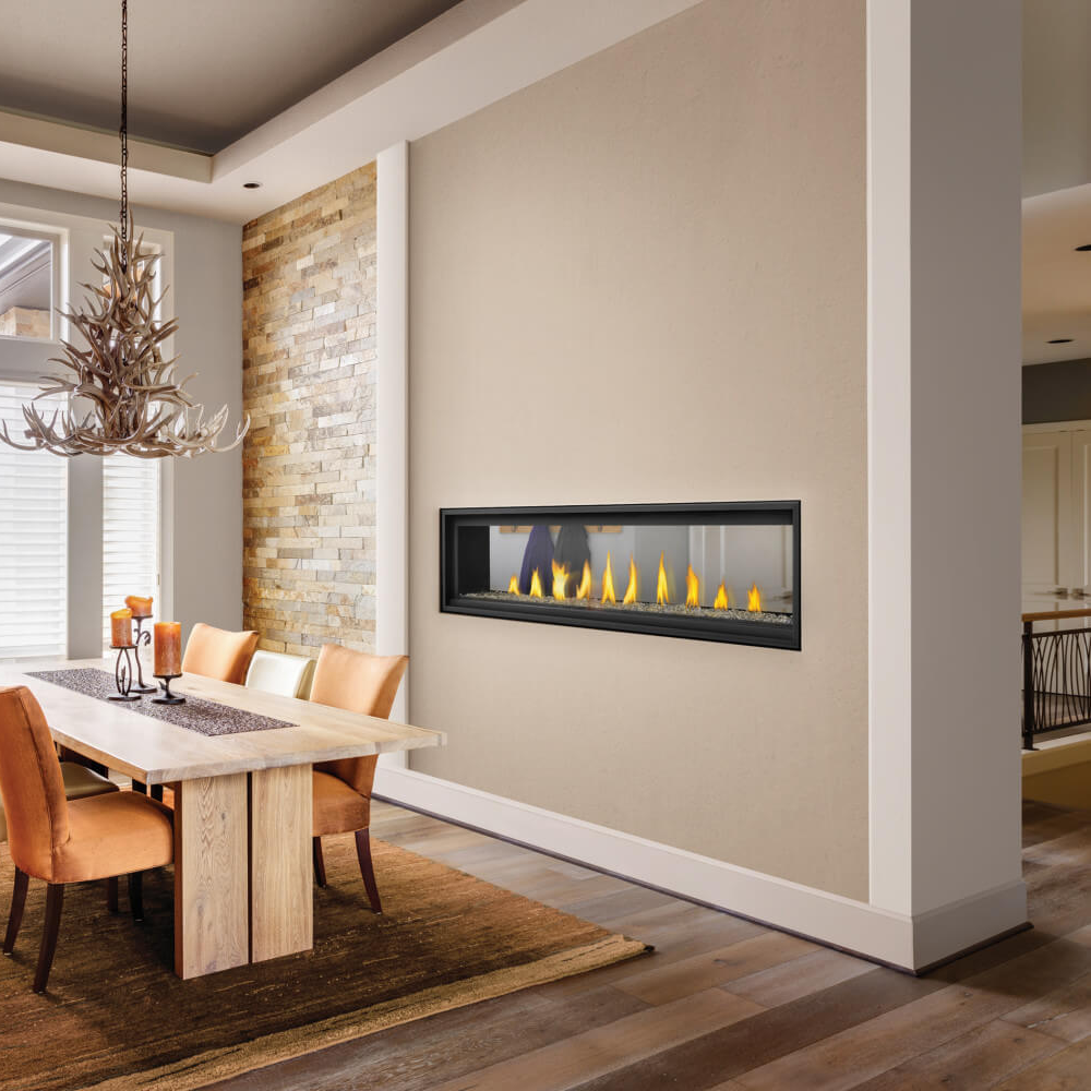 Napoleon Vector See-Through 74-Inch Gas Fireplace as Dining Room Divider