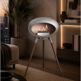 Nickel-Polished Steel Bowl Smoked Oak Legs 800250