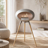 Nickel-Polished Steel Bowl Soaptreated Oak Legs 800249