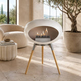 Nickel-Polished Steel Bowl Soaptreated Oak Legs 800252