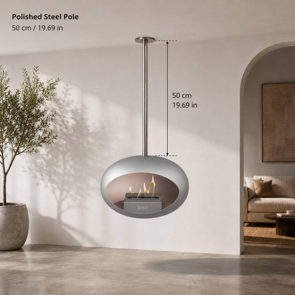 Nickel-Polished Steel Pole 50 cm 19.69 in 800230