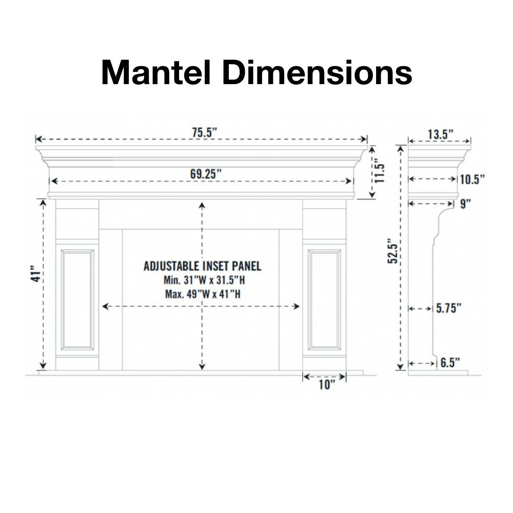 Omega 1110.511 GS Three Piece 75-Inch Cast Stone Fireplace Mantel Surround