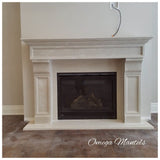 Omega 1111.511 GS Cast Stone Fireplace Mantel Surround installed with an electric fireplace
