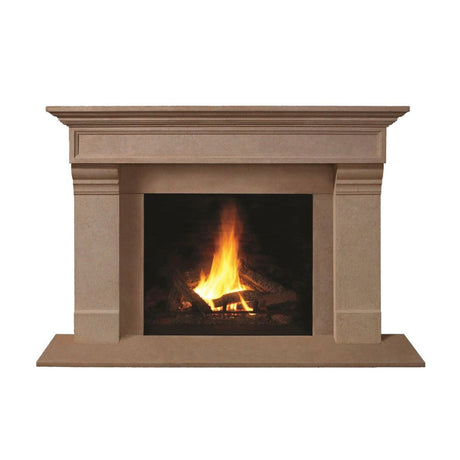 Omega 1111.556 GS 77-Inch Cast Stone Fireplace Mantel Surround in Chocolate
