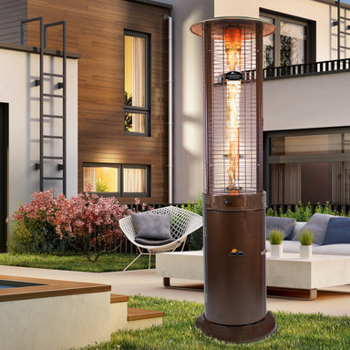 Paragon Outdoor Helios Round Propane Patio Heater in Bronze at a backyard