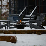 Seasons Fire Pits Concave Round Steel Fire Pit at Outdoor with Snow