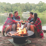 Seasons Fire Pits Concave Round Steel Fire Pit with 4 People at Lake