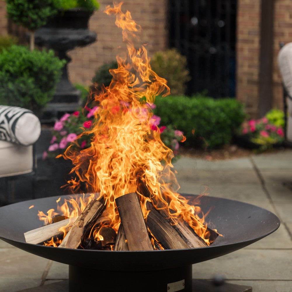 Seasons Fire Pits Concave Round Steel Fire Pit with Tall Flames