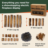 SotaFlame Premium Real Wood Log Set for 72" to 82" Slim Linear Electric Fireplaces