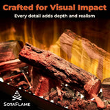 SotaFlame Premium Real Wood Log Set for Linear Electric Fireplaces Up Close