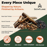 SotaFlame Premium Real Wood Log Set for Slim Linear Electric Fireplaces Features