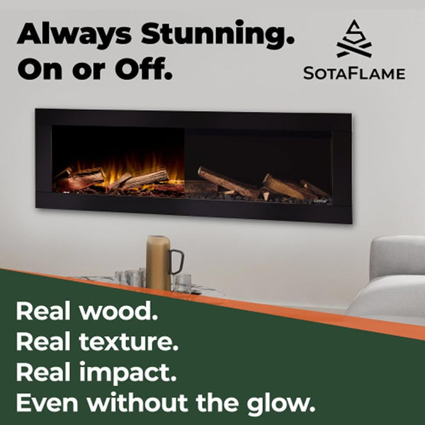 SotaFlame Premium Real Wood Log Set in Deep Linear Electric Fireplaces