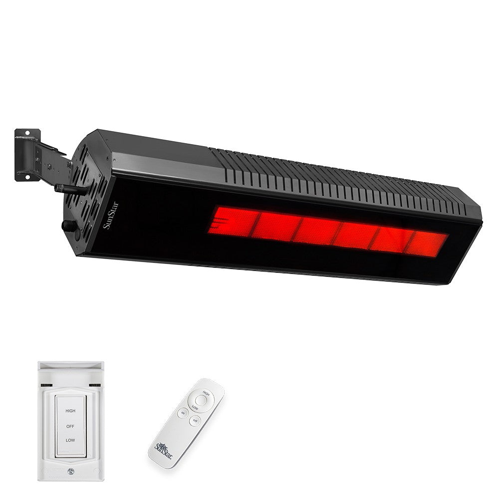SunStar Glass Black Powder Coated Infrared Gas Heater with 3 Position Switch and Remote Control