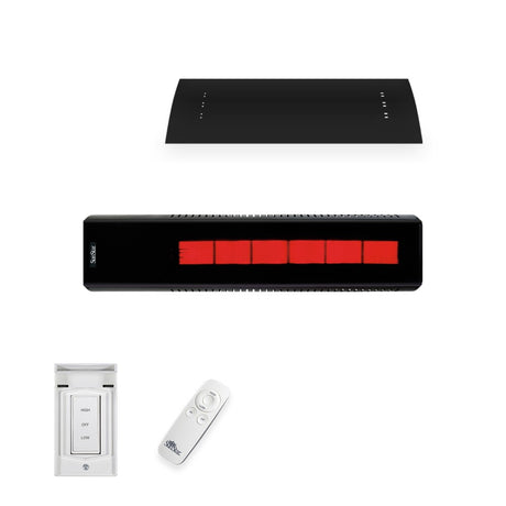 SunStar Glass Fixed Ceiling Mounted 2-Stage Infrared Gas Heater in Black Powder Coat with 3 Position Switch and Remote