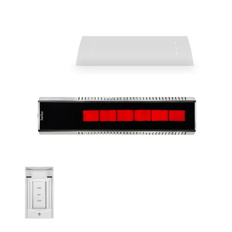 SunStar Glass Fixed Ceiling Mounted 2-Stage Infrared Gas Heater in Marine Grade Stainless Steel with 3 Position Switch
