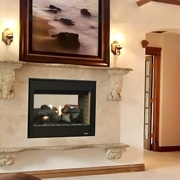 Superior DRT35ST See-Through Direct Vent Gas Fireplace with Living Room View