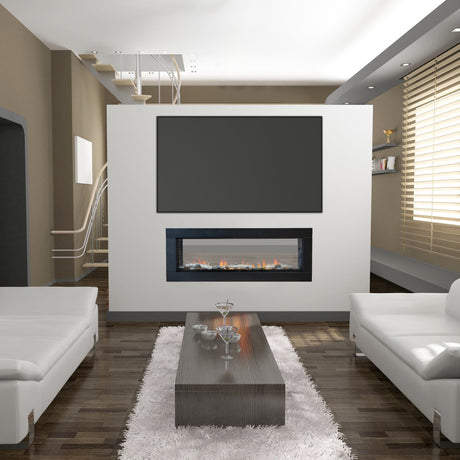 Sustainable Hearth Optic 50-Inch Linear See-Through Electric Fireplace in Living Room