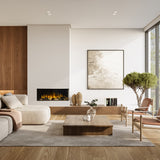 Sustainable Hearth Signal 40-Inch Corner Linear Electric Fireplace in Living Room