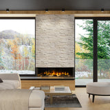 Sustainable Hearth Signal 60-Inch 3-Sided Linear Electric Fireplace in Living Room