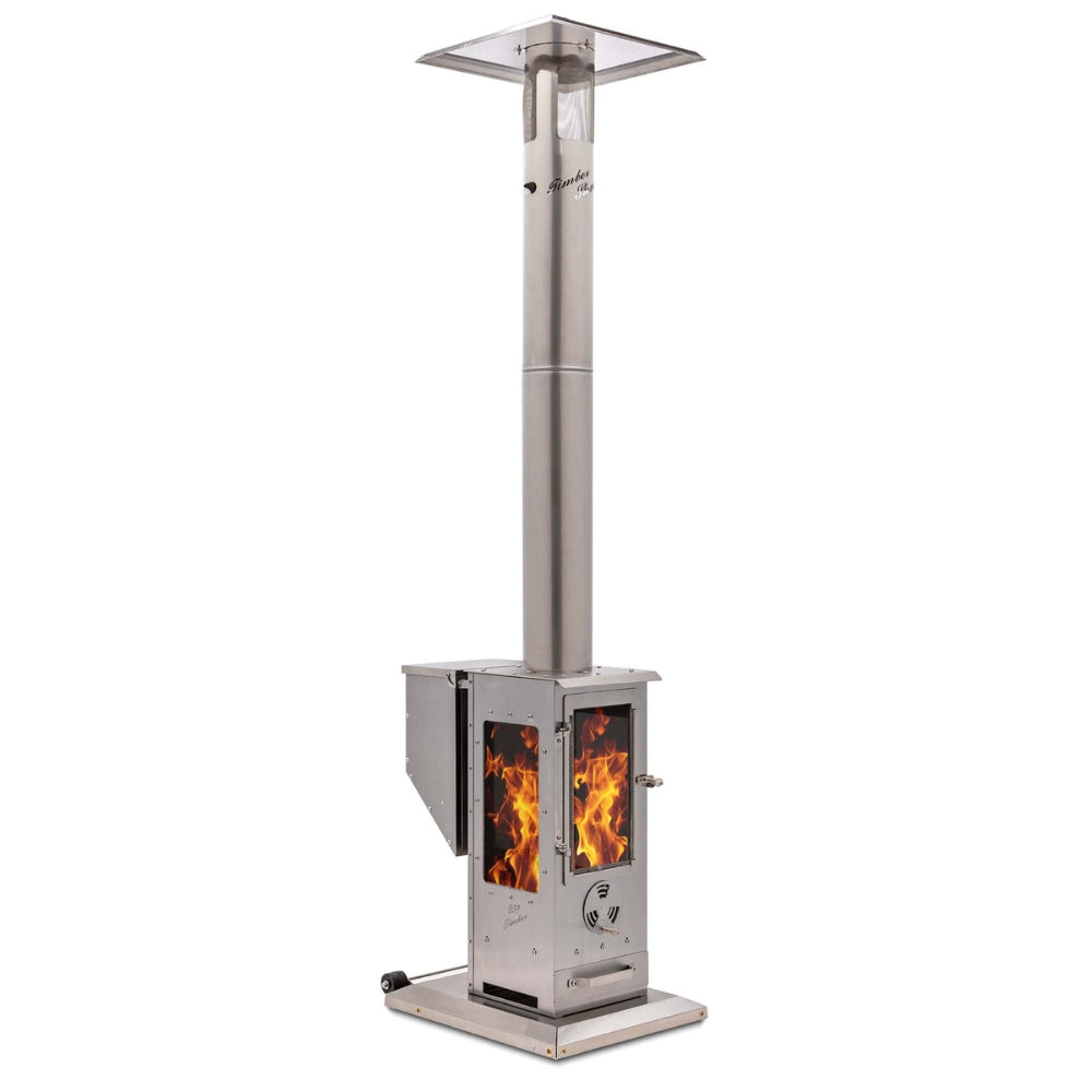 Timber Stoves Revere 18-Inch Freestanding Pellet Patio Heater White Background