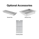 top fires diamond series optional smoker box, charcoal tray, and cooking grates