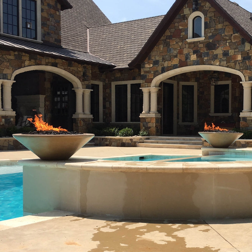 Top Fires Round Concrete Match Lit Gas Fire Bowl Outdoor