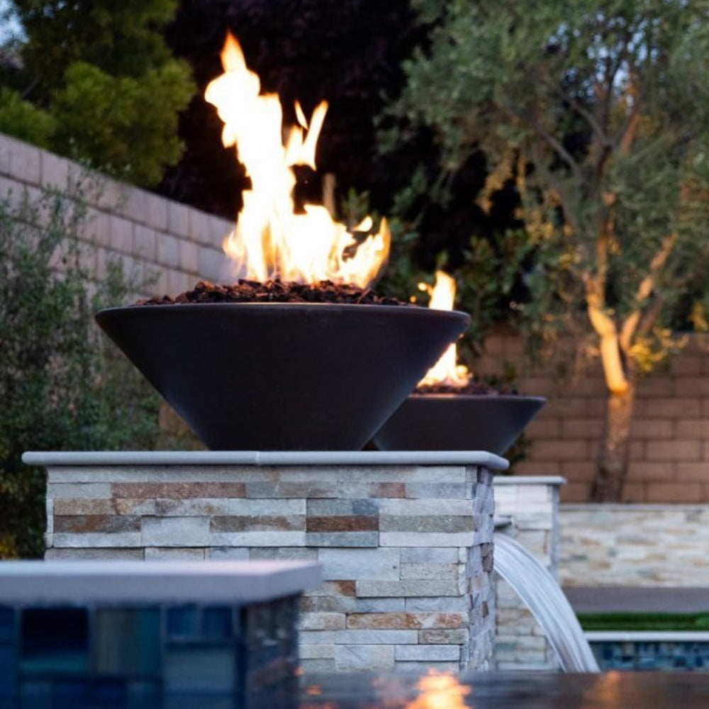 Top Fires Round Concrete Match Lit Gas Fire Bowl Outdoor Black