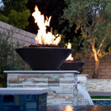 Top Fires Round Concrete Match Lit Gas Fire Bowl Outdoor Black
