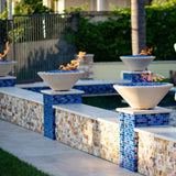 Top Fires Round Concrete Match Lit Gas Fire Bowl Outdoor White