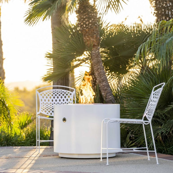Top Fires Round Powder Coated Gas Fire Pit Outdoor White