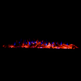 Touchstone Sideline 60 electric fireplace flames cycling through orange, blue and combined orange and blue over the log set