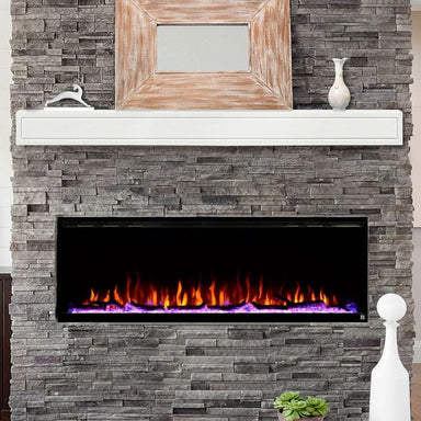 Touchstone Sideline Elite 60" Electric Fireplace with White Mantel and a Brick Surround 