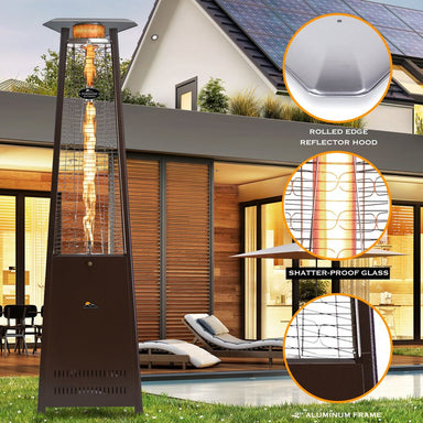 Paragon Outdoor Patio Heater Features - Reflector, Shutter Proof Glass and Aluminum Frame