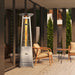 Paragon Outdoor Vesta Flame Tower Patio Heater in Stainless Steel on a patio