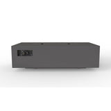 warming trends aon r60 rectangular fire pit table in charcoal, side view