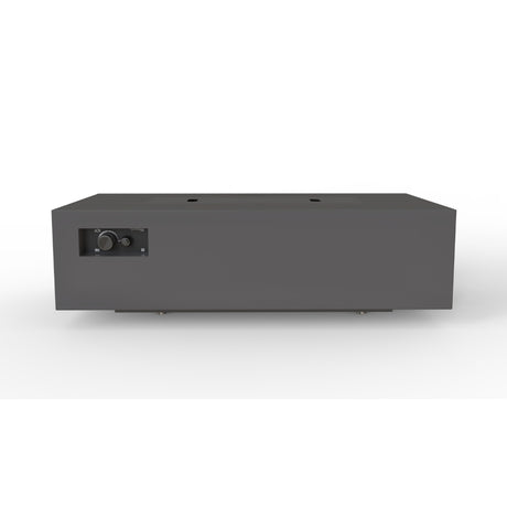 warming trends aon r60 rectangular fire pit table in charcoal, side view