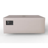 warming trends sand pebble square fire pit, side view