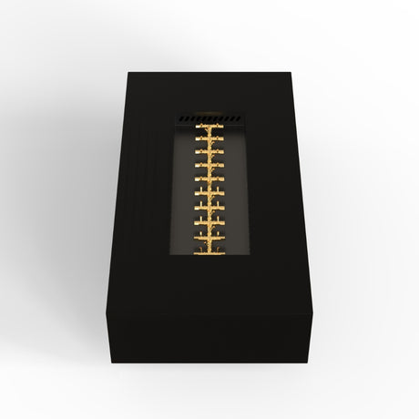 warming trends aon r72 rectangular fire pit table in black with brass burner