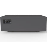 warming trends aon r48 gas fire pit table in charcoal, side view