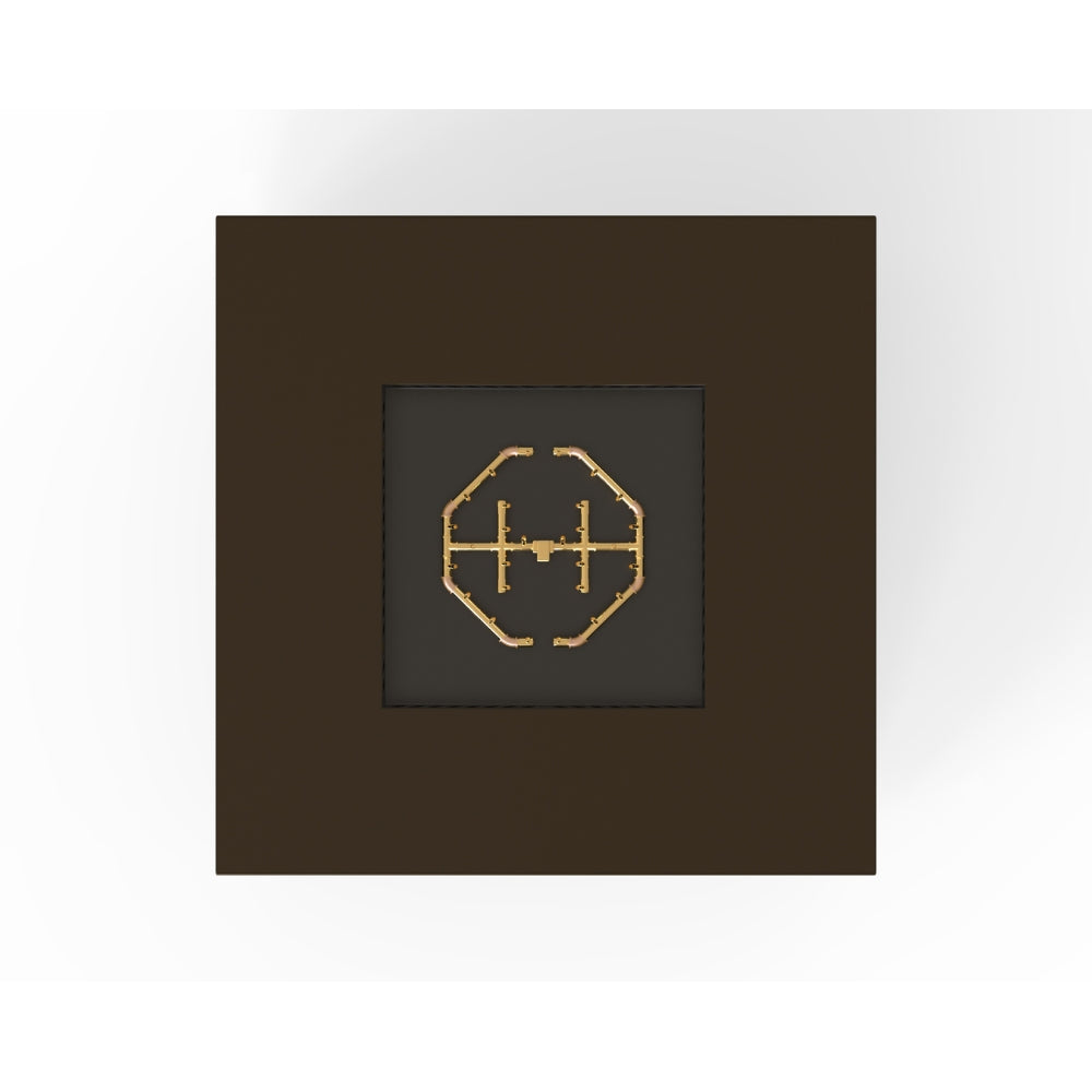 warming trends aon bronze square fire table, top view