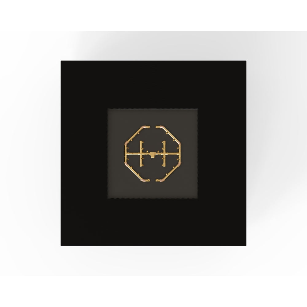 warming trends aon black square fire table, top view