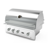 Wildfire Ranch PRO 36-Inch 3-Burner Built-In Gas Grill in Stainless Steel Angled View