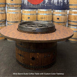 Wine Barrel Dude Coffee Table with Custom Color Tabletop